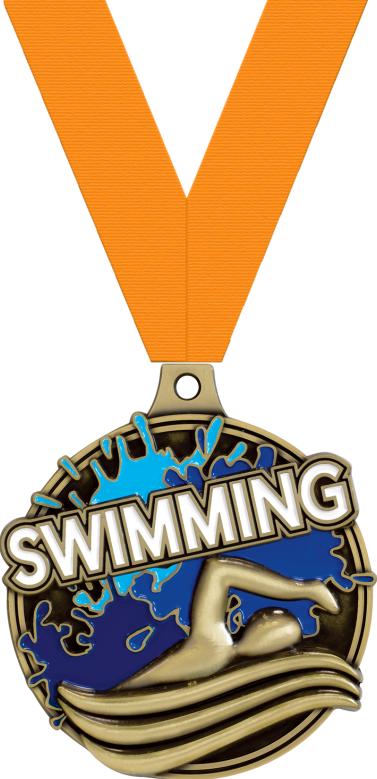 2" Swimming Splash Medals