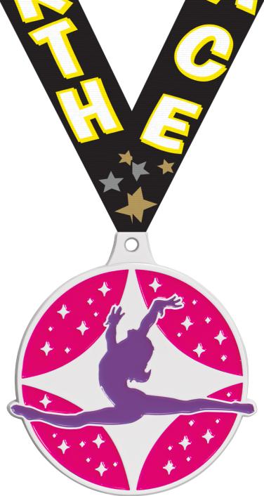2" Dance Neon Breakout White Medal
