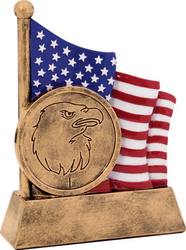 5" American Flag With Eagle Sculpture