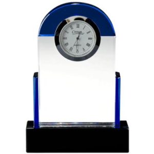 Dome Sapphire And Onyx Crystal Clock