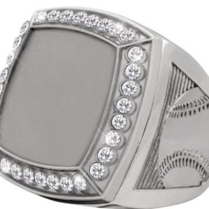 Baseball Insert Deluxe Silver Champion Rings