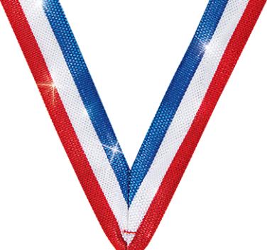 7/8" x 30" Red, White & Blue Metallic Neck Ribbon