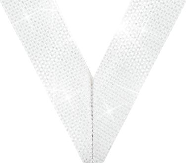 7/8" x 30" White Metallic Neck Ribbon
