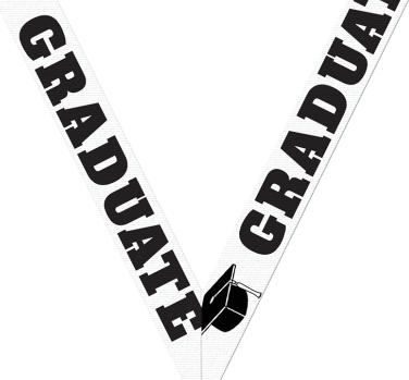 Graduate White Sport Neck Ribbon