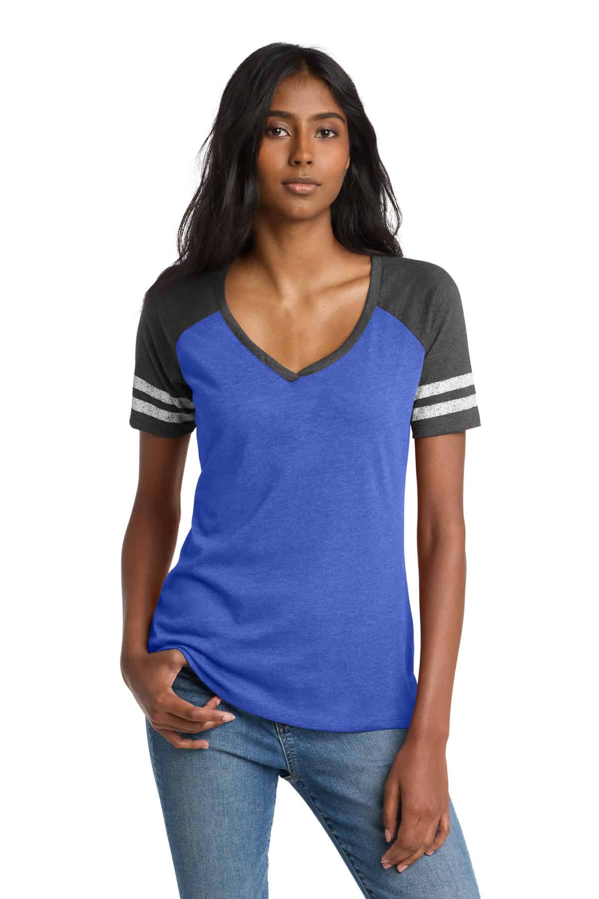 District ® Women's Game V-Neck Tee. DM476 - Image 3