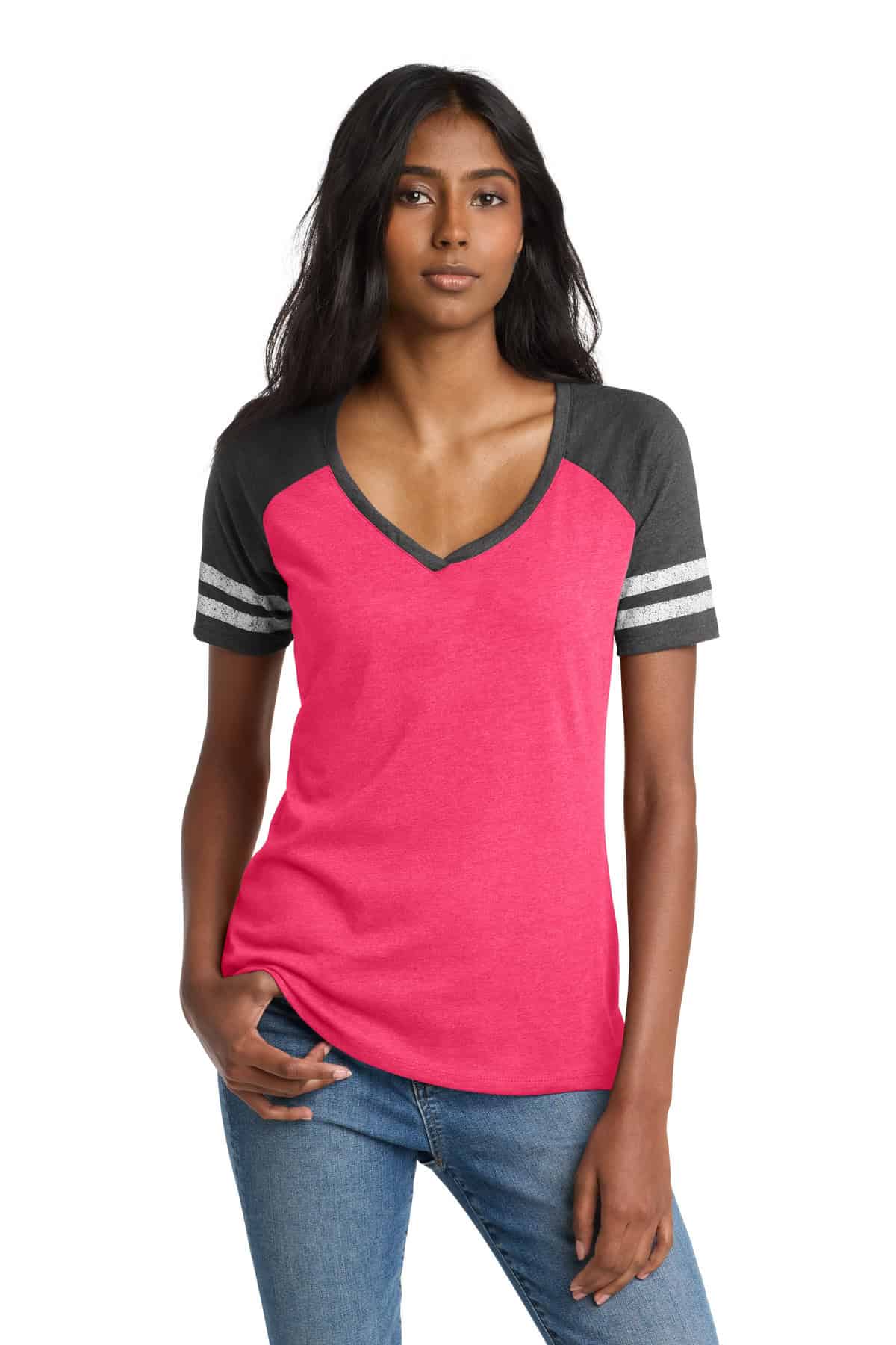 District ® Women's Game V-Neck Tee. DM476 - Image 4