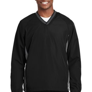 Sport-Tek® Tipped V-Neck Raglan Wind Shirt. JST62