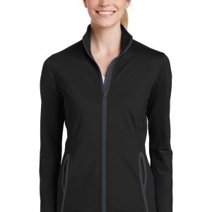 Sport-Tek® Women's Sport-Wick® Stretch Contrast Full-Zip Jacket.  LST853