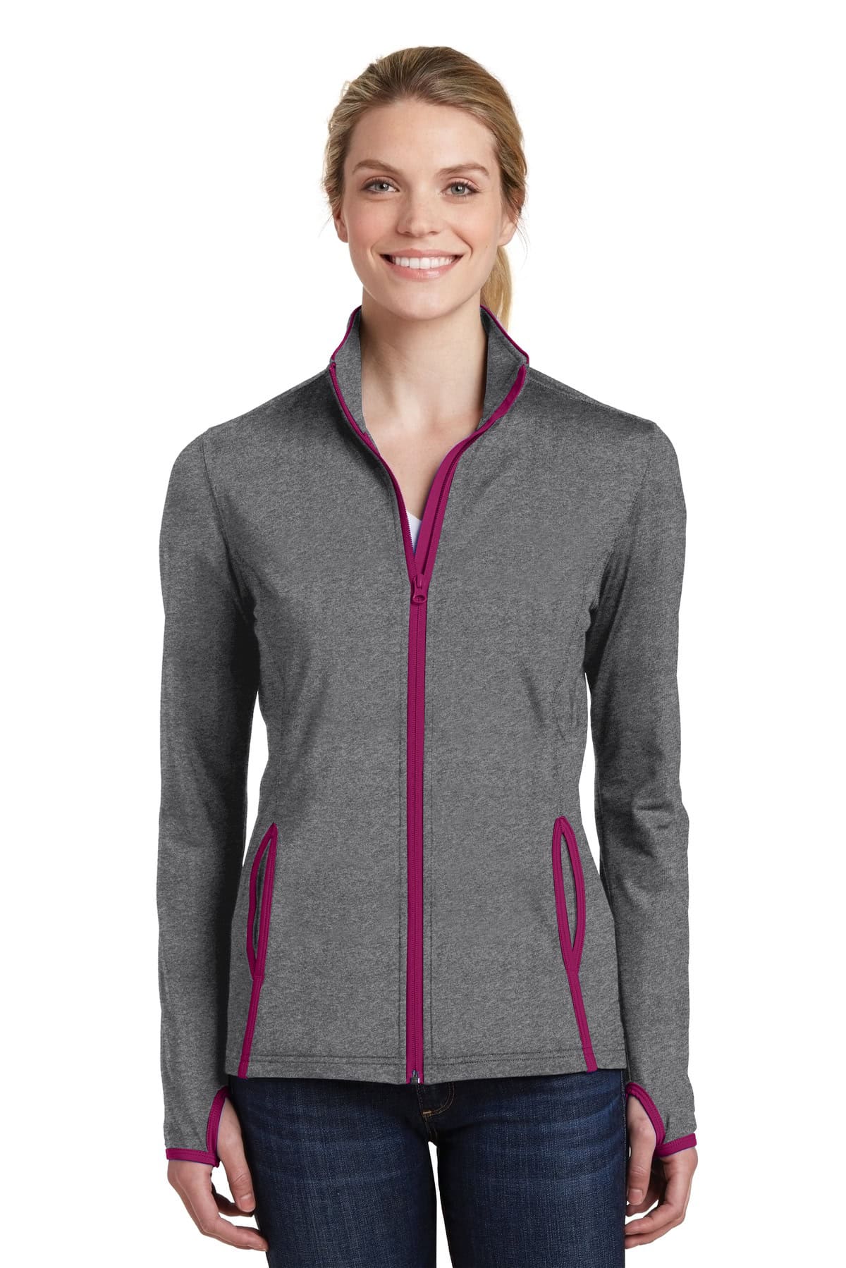 Sport-Tek® Women's Sport-Wick® Stretch Contrast Full-Zip Jacket.  LST853 - Image 7