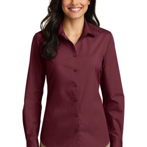 Port Authority® Women's Long Sleeve Carefree Poplin Shirt. LW100