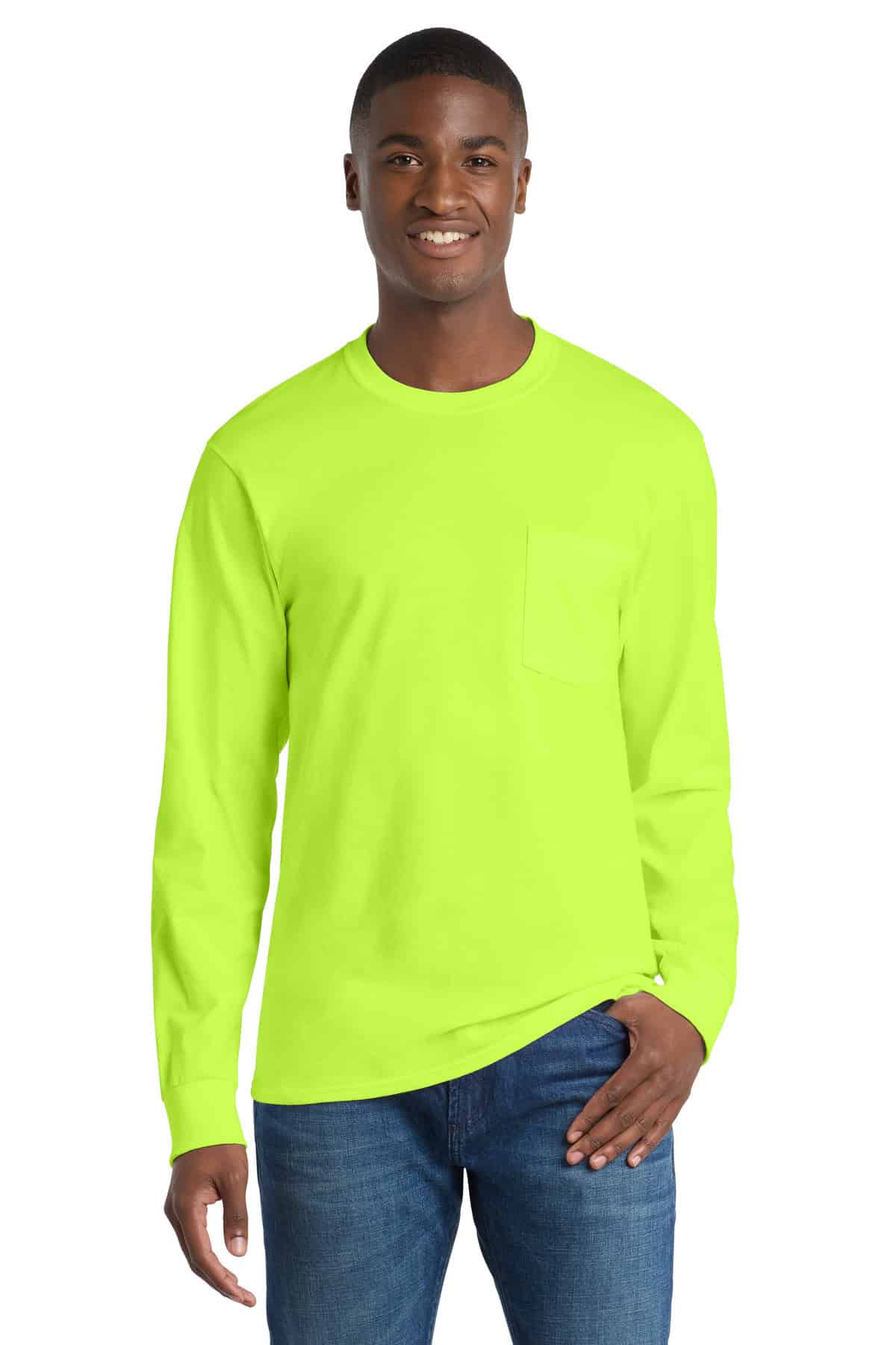 Port & Co™ Long Sleeve Essential Pocket Tee.  PC61LSP - Image 10