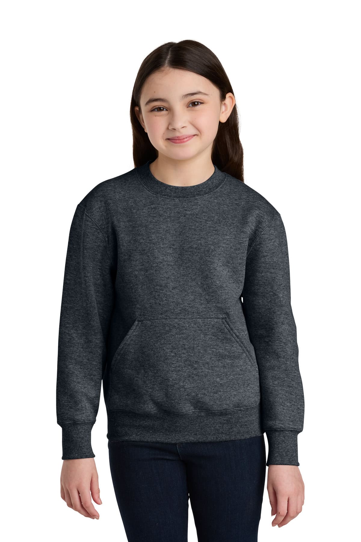 Port & Co™ Youth Core Fleece Crewneck Pocket Sweatshirt PC78YPKT - Image 3