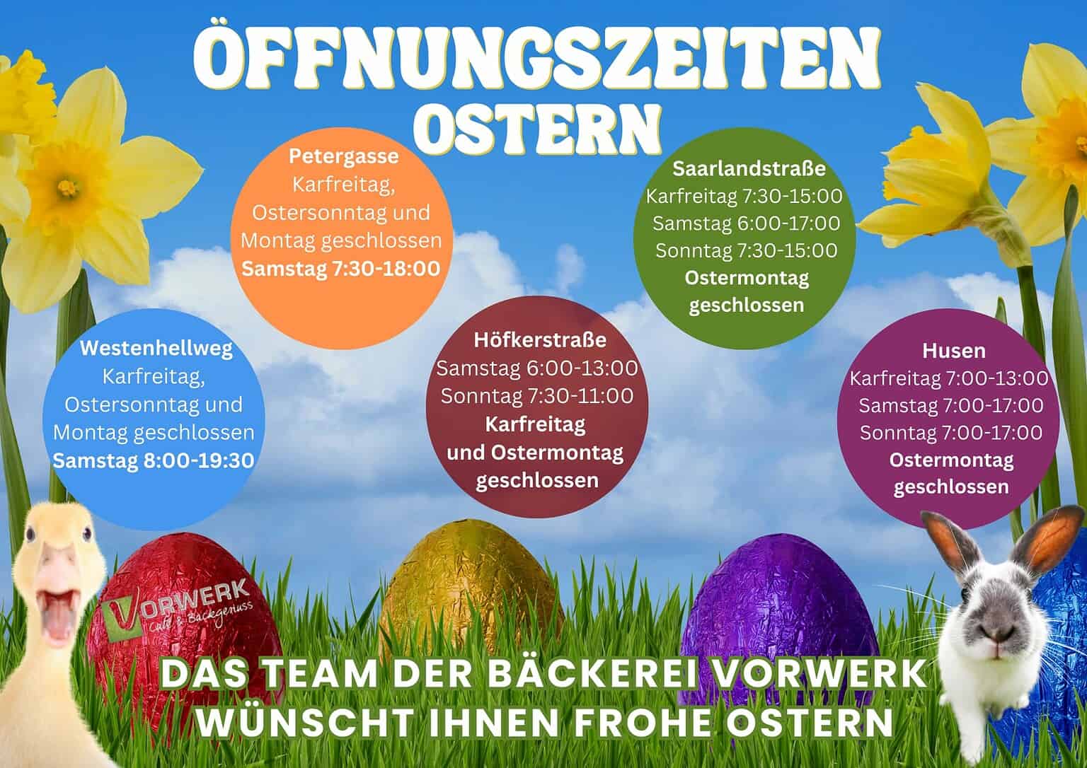 Öffnungszeiten Ostern Bäckerei Vorwerk