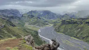 Udsigt over elven ved Þórsmörk