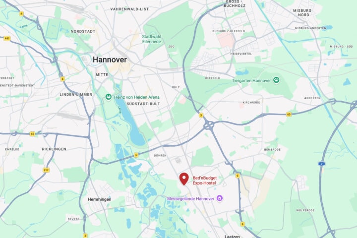 Kartenausschnitt Hannover-Süd mit markiertem Standort an der Hildesheimer Straße