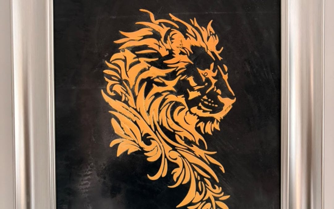 Ornate Golden Lion Head Art