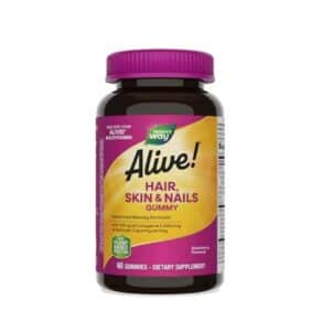 ألايف! للشعر والبشرة والأظافر – جمالك من الداخل بـ60 جامي بنكهة الفراولة Alive! Hair, Skin & Nails Gummy – Biotin + Collagen Beauty Formula – 60 Gummies