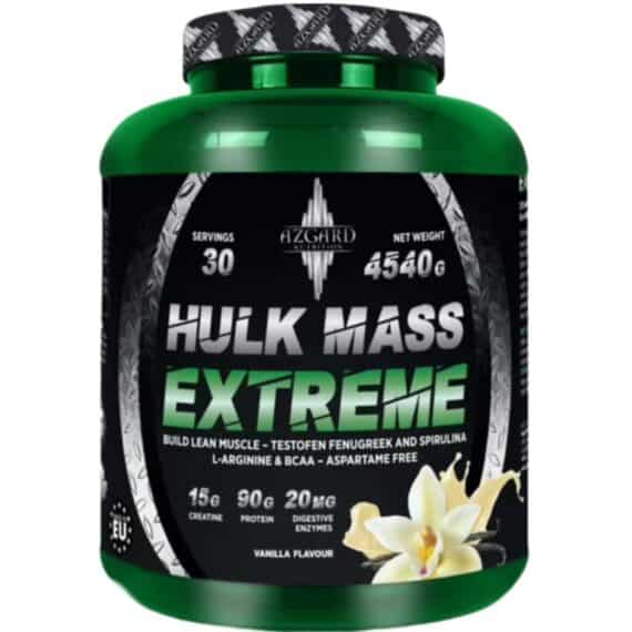 هالك ماس إكستريم من أزجارد نيوترشن – جينر لتضخيم العضلات وزيادة الوزن بسرعة وأمان Hulk Mass Extreme by Azgard – Advanced Mass Gainer with 90g Protein & 15g Creatine (4.5kg & 8.1kg)