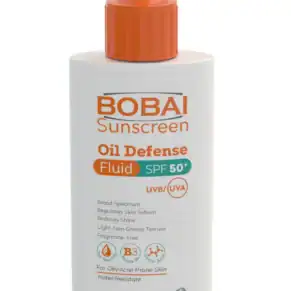 بوباى صن سكرين أويل ديفينس SPF50 – 75 مل، واقي شمس بخفة وامتصاص سريع يحمي البشرة من أشعة UVA/UVB. BOBAI Sunscreen Oil Defense Fluid SPF50+ – 75ml, lightweight sunscreen fluid with strong UVA/UVB protection.