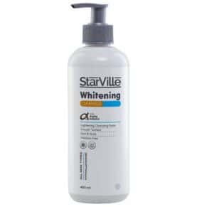 Starville Whitening Cleanser – 400 ml, brightening facial cleanser for clean, radiant, and soft skin. ستارفيل غسول تفتيح – 400 مل، غسول لتفتيح البشرة وتنظيفها بعمق دون جفاف.