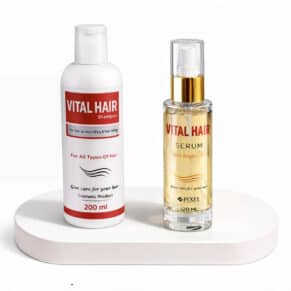 Vital Hair Routine Bundel – Shampoo & Argan Oil Serum for Smooth, Shiny & Manageable Hair-باندل روتين فيتال هير للشعر – شامبو وسيرم للتحكم في الهيشان ودعم مظهر الشعر الصحي