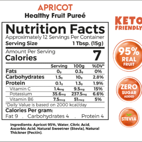 بيوريه المشمش الصحي 180 جم – 95٪ فاكهة حقيقية بدون سكر مضاف كيتو فريندلي-Apricot Healthy Fruit Purée 180g – Premium 95% Real Fruit Zero Sugar Added Keto Friendly