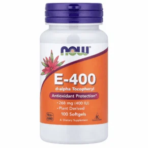 فيتامين إي 400 وحدة دولية كبسولات – دعم مضادات الأكسدة وصحة الجسم | 100 كبسولة NOW Vitamin E 400 IU Softgels – Antioxidant Support for Daily Wellness | 100 Softgels