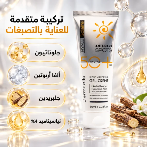 ديرما إل هايلو سولير حماية +50 جيل كريم مضاد للبقع الداكنة 60مل - UV Defense SPF 50 Anti-Dark Spots Gel-Cream 60ml