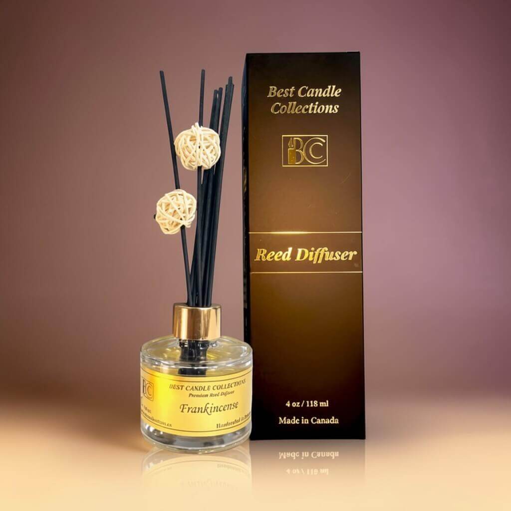 Reed Diffuser for home fragrance, featuring Frankincense scent from Best Candle Collections. Elegant.