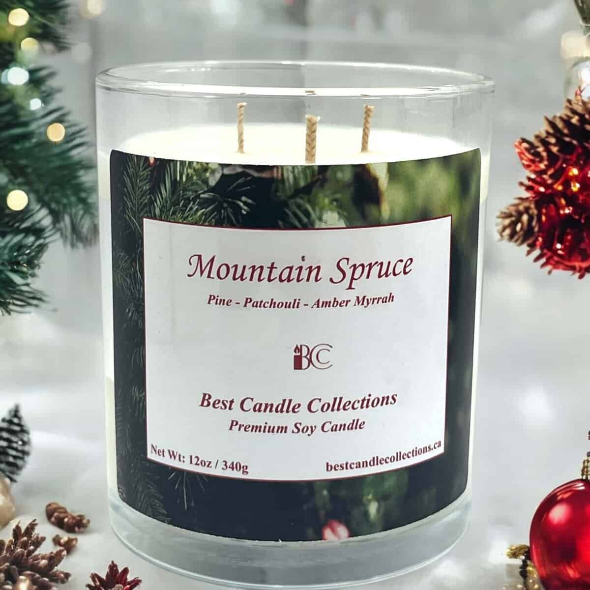 Soy Candle with Pine, Patchouli & Amber Myrrh.