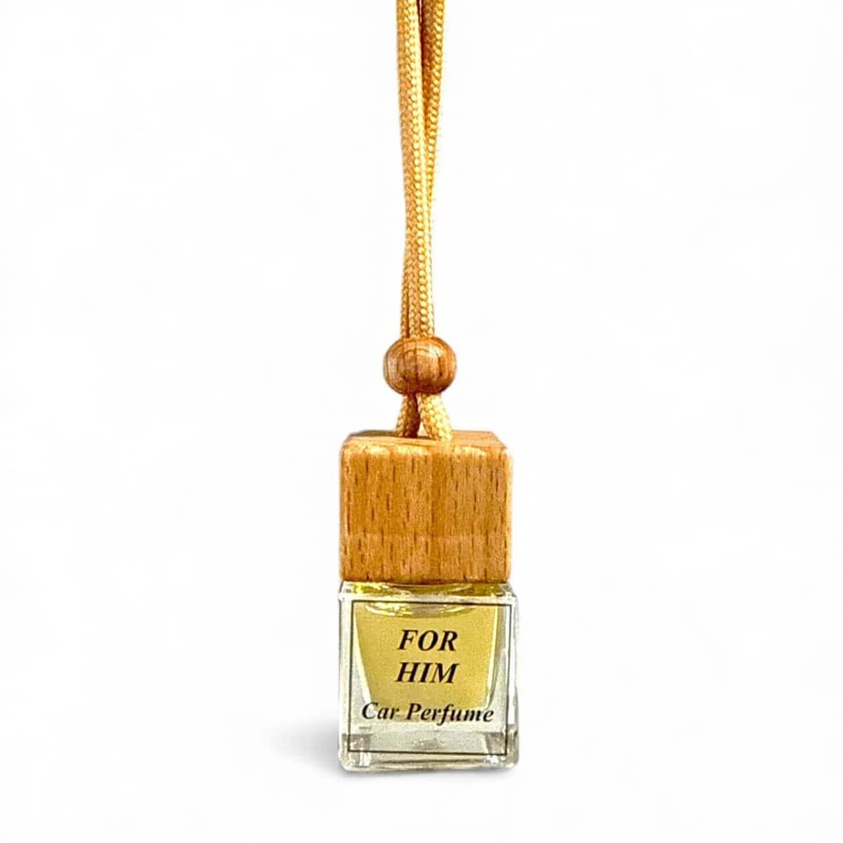 Car Diffuser with wooden cap and hanging cord, ideal for men's car fragrance.