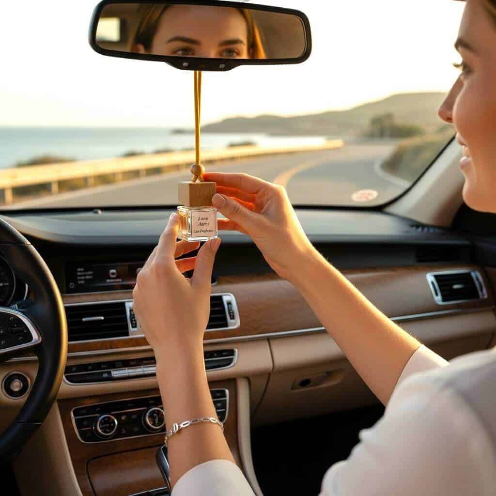 Car diffuser with essential oils for a fresh, relaxing scent.