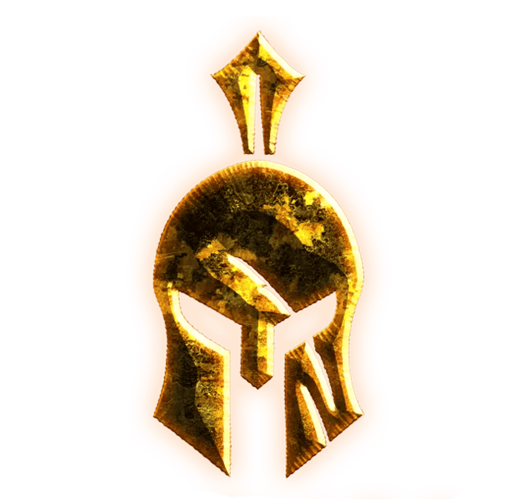 Big Balls Brotherhood logo with a golden Trojan helmet on an orange background.