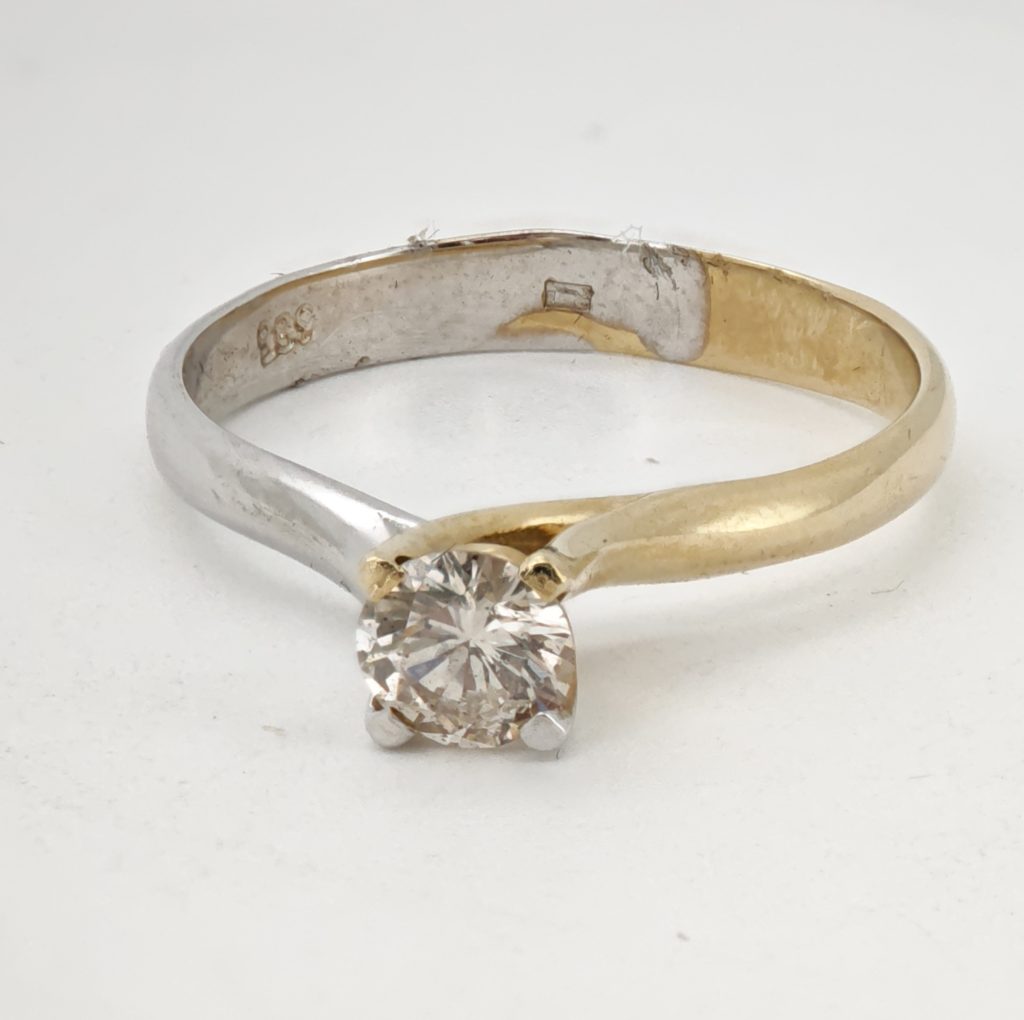 inel logodna aur 14k cu diamant 0.38ct
