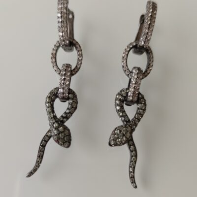 Cercei aur 18k black gold cu diamante naturale topaz si rubine