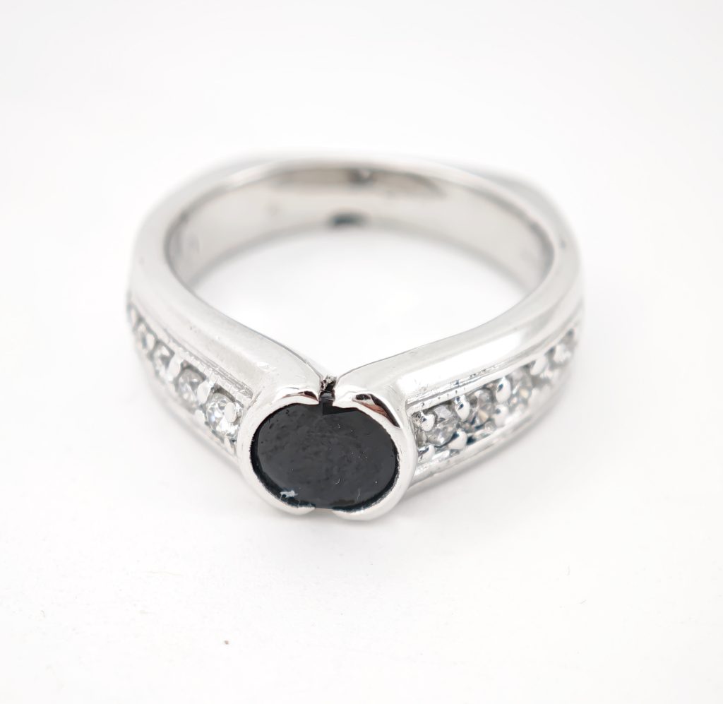 inel aur 14k safir si diamante