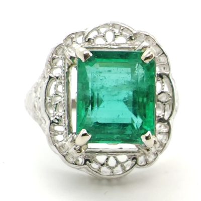Inel platina cu Smarald  3,7ct