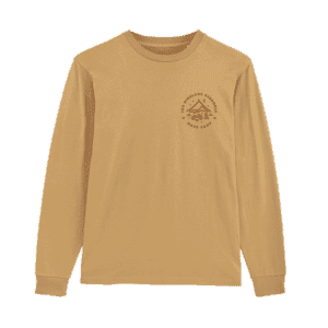 Sand and Burgundy Highland Scramble Long-Sleeved Moto Camp T-Shirt
