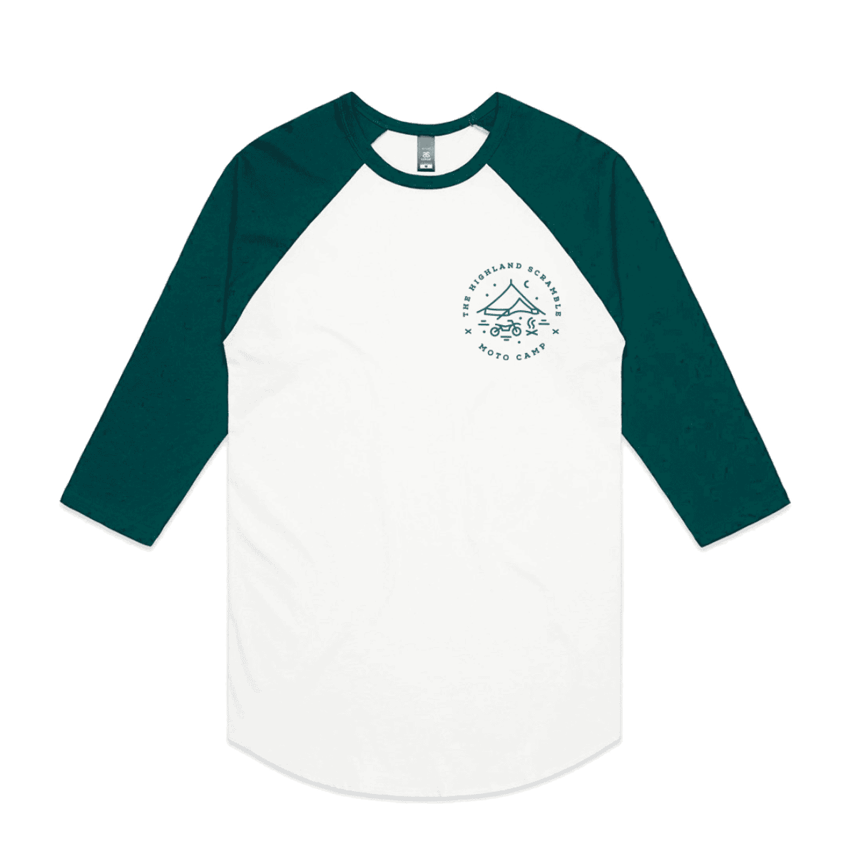 Long Sleeved T-Shirt Moto Camp Green & White