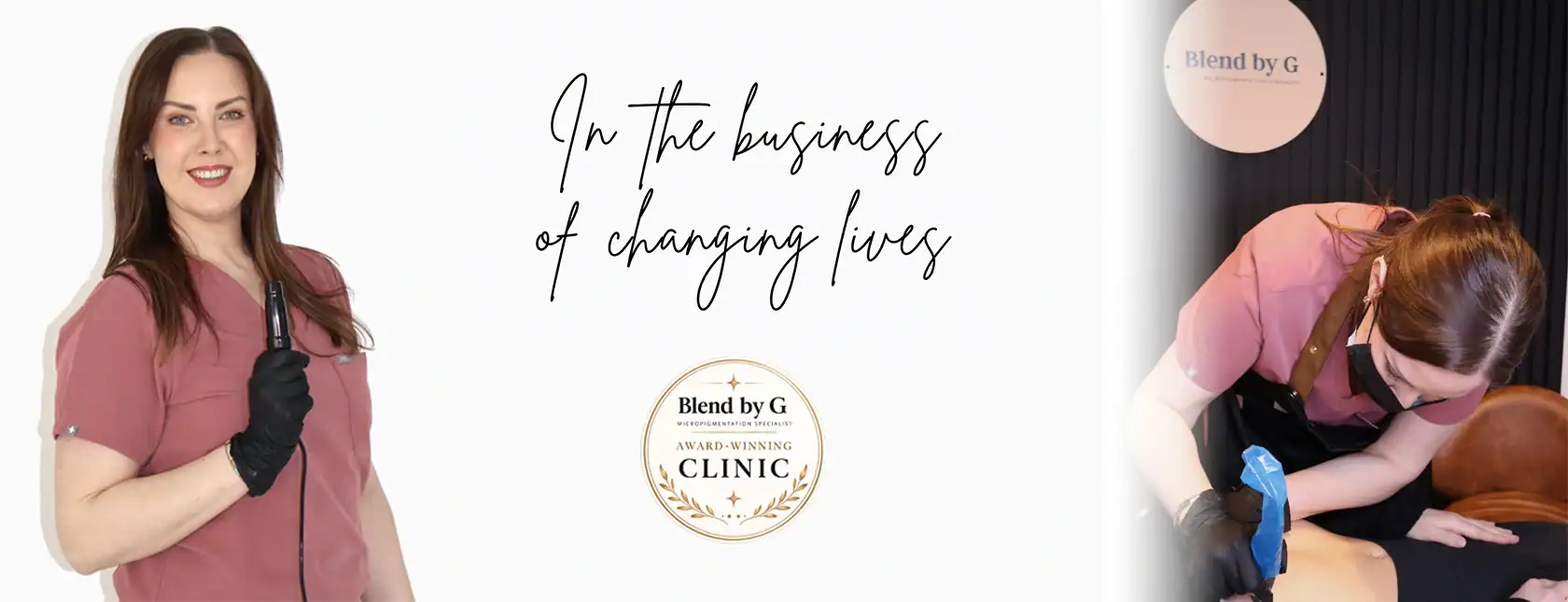Professional beauty treatment at Blend by G clinic, featuring a technician performing a procedure on.