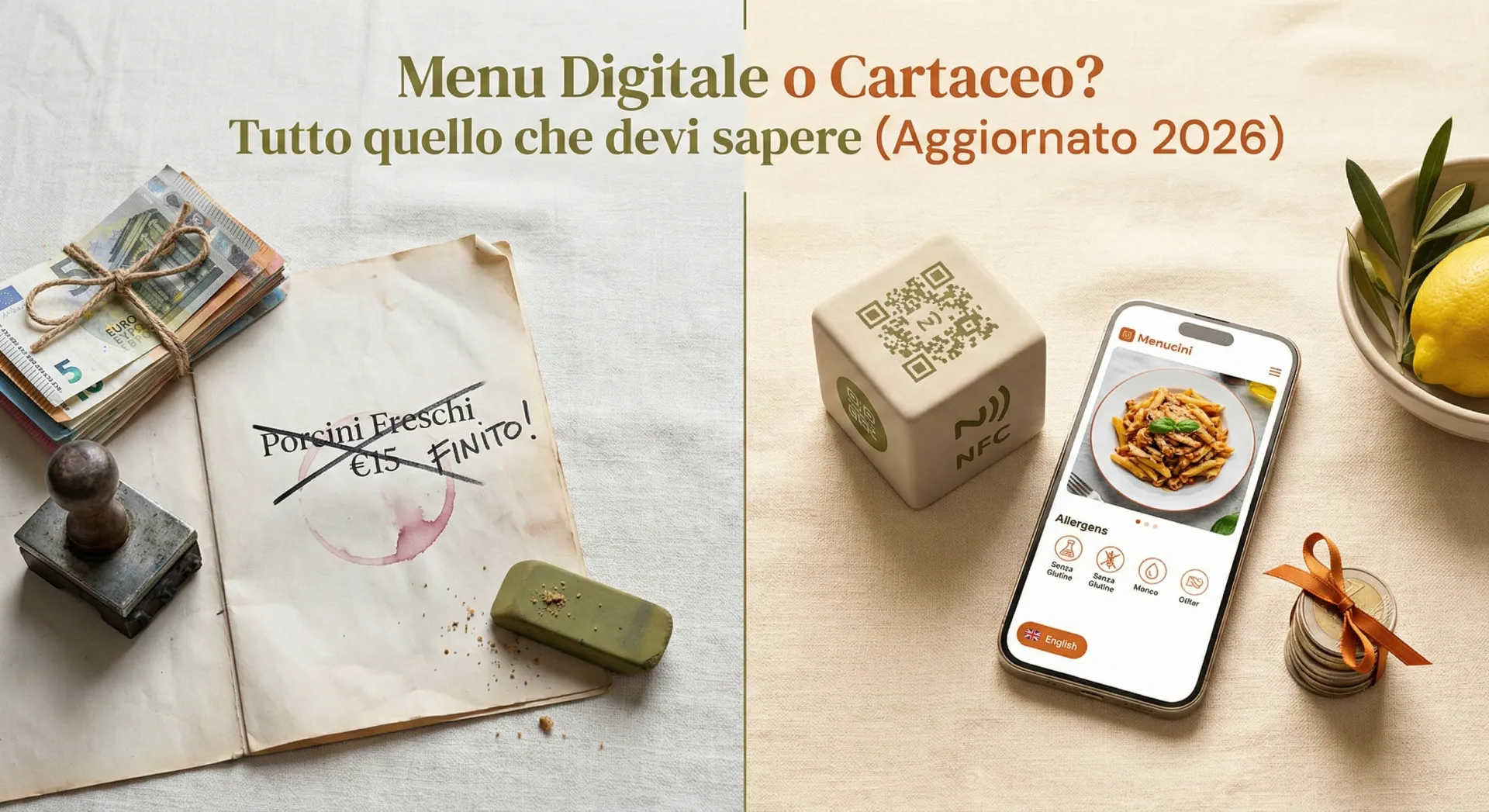 QR code menu su tavolo di ristorante