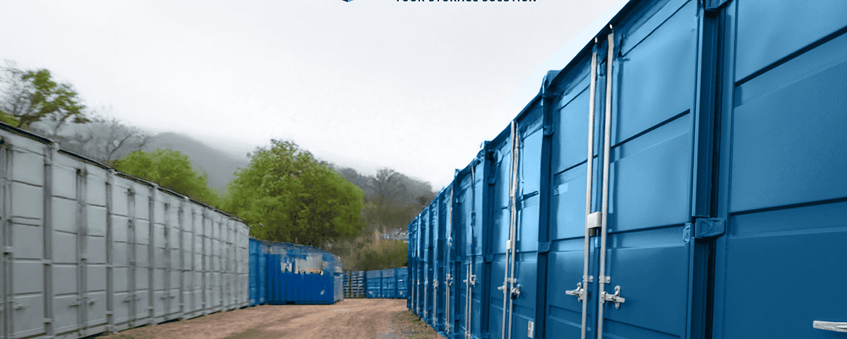 Storage containers at Blue Box Self Storage facility in the UK.