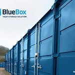 Storage containers at Blue Box Self Storage facility in the UK.