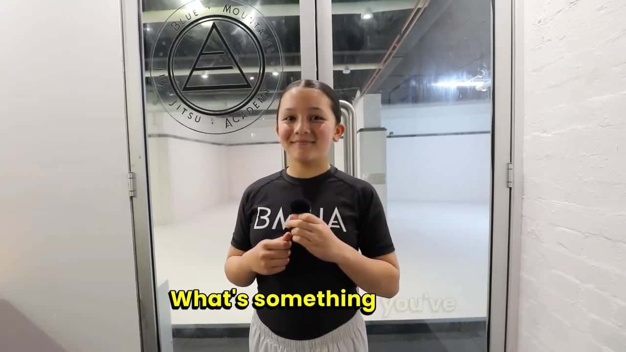  What's something you've learned in Jiu Jitsu that helps you at school? Staying focused and working together with my friends.