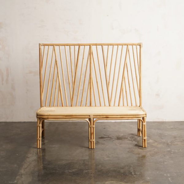 Sofá Borneo de ratán natural con respaldo rectangular para jardines y hoteles