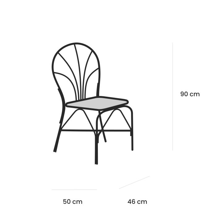 Medidas de la silla de ratán Caty
