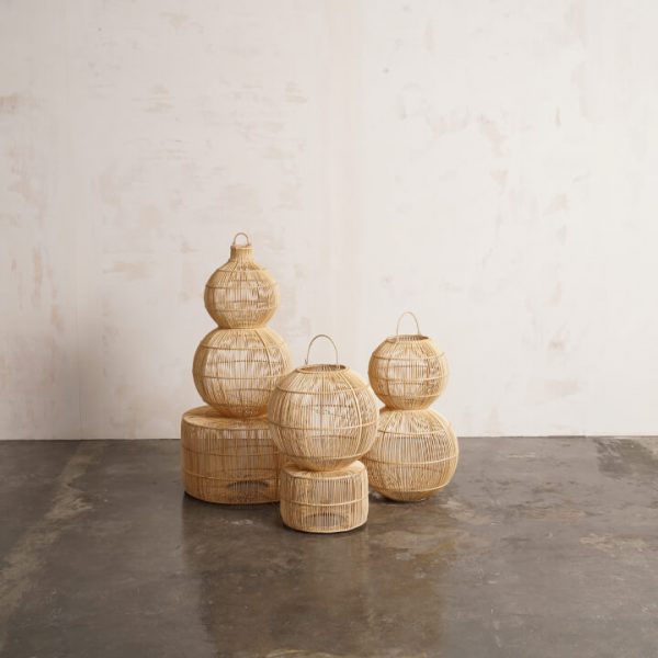 Lámparas Donna de ratán natural, colgantes o de pie, para iluminar carpas y salones