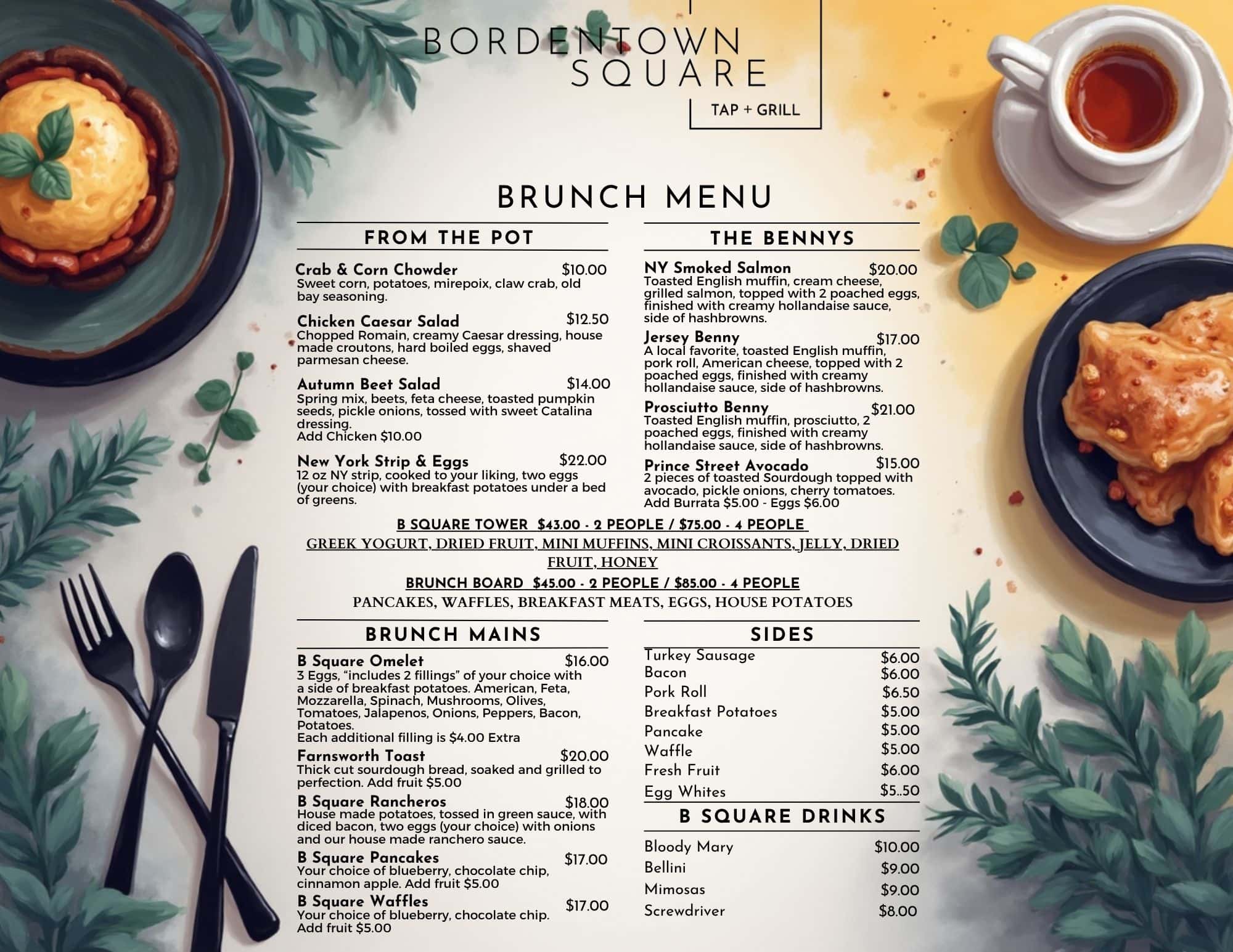 Brunch Menu at Bordentown Square