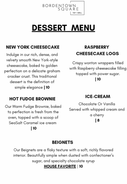 Desert Menu 310 - Food Menu