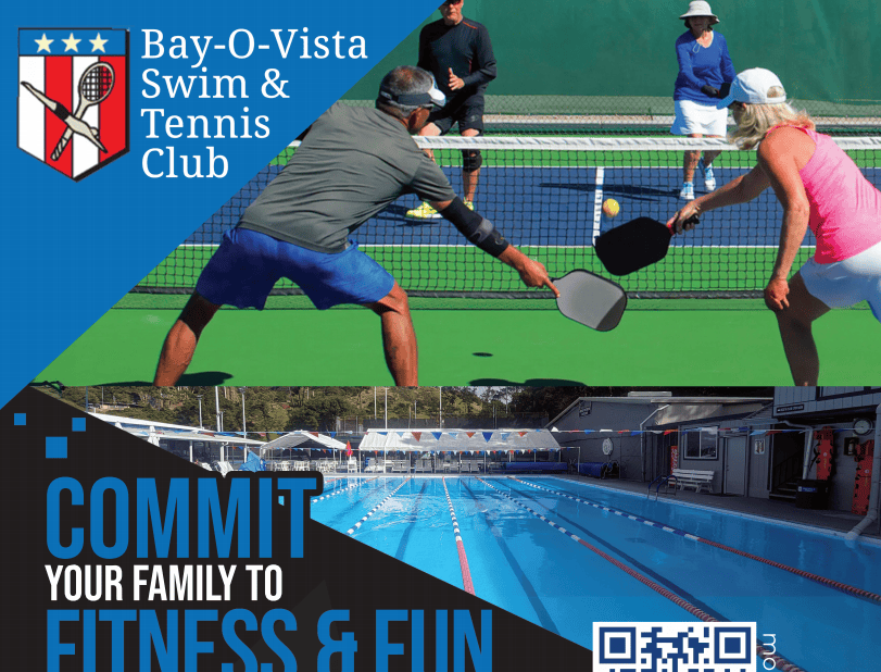 Family playing pickleball at Bay-O-Vista Swim & Tennis Club in Northern California, outdoor recreation, healthy lifestyle, community sports.